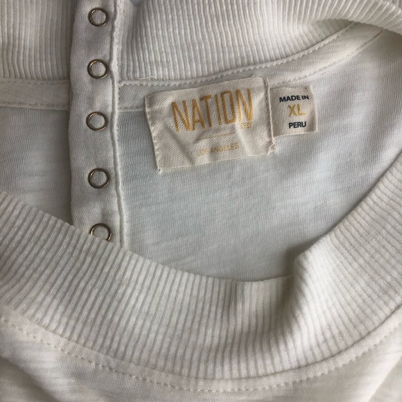 Nation LTD Zeta Top in Cream  100%  Pima Cotton Puff Sleeves Shirt Luxury Sz XL - Picture 4 of 12